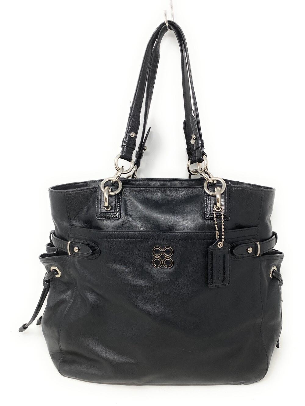 COACH Opt Art Logo COLETTE BLACK LEATHER CARRYALL SATCHEL BAG 16460 (CC)